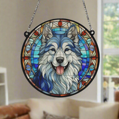 Alaskan Malamute Stained Glass Effect Suncatcher